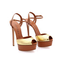 CASADEI® - Flora Cristal Sandales Plateformes en cuir - Caramel & Doré
