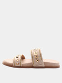 A-POL Sandales plates en daim - Beige rosé