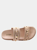 A-POL Sandales plates en daim - Beige rosé