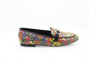 mocassins en cuir Vicenza multicolores avec détails métalliques, mocassins plats Vicenza élégants et confortables, chaussures Vicenza femme en cuir avec imprimé fleuri, mocassins Vicenza en cuir pour un look chic et décontracté