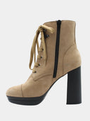 Bottines à talon bloc (11,5cm) - Camel